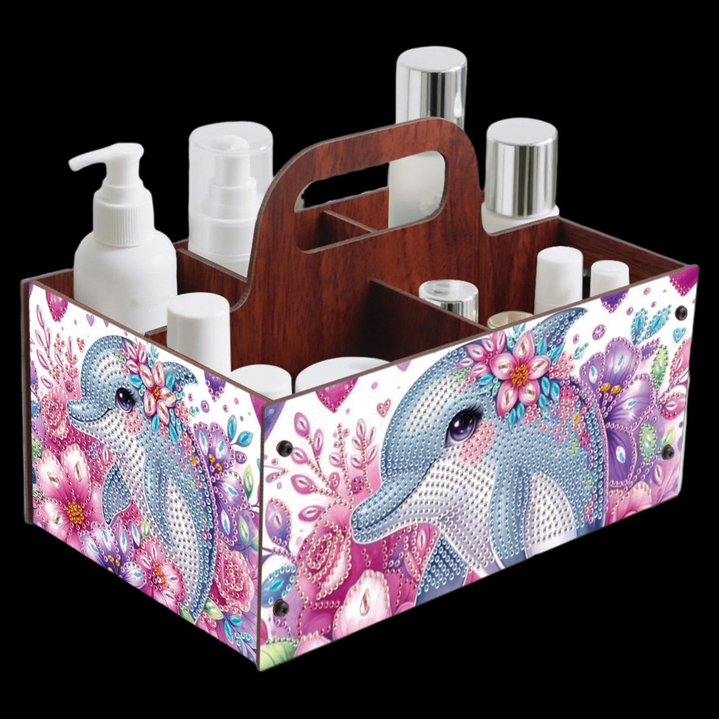 Dolphin DIY Wooden Diamond Art Painting Storage Box with Handheld Home Decor