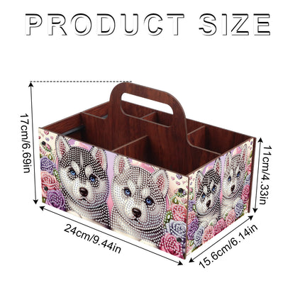 Puppy DIY Wooden Diamond Art Painting Storage Box with Handheld Home Decor