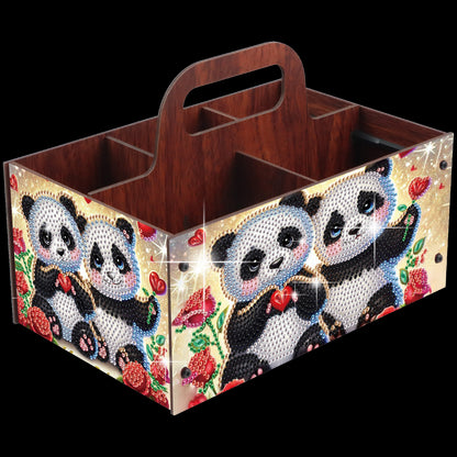 Panda DIY Wooden Diamond Art Painting Storage Box with Handheld Home Decor