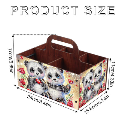 Panda DIY Wooden Diamond Art Painting Storage Box with Handheld Home Decor