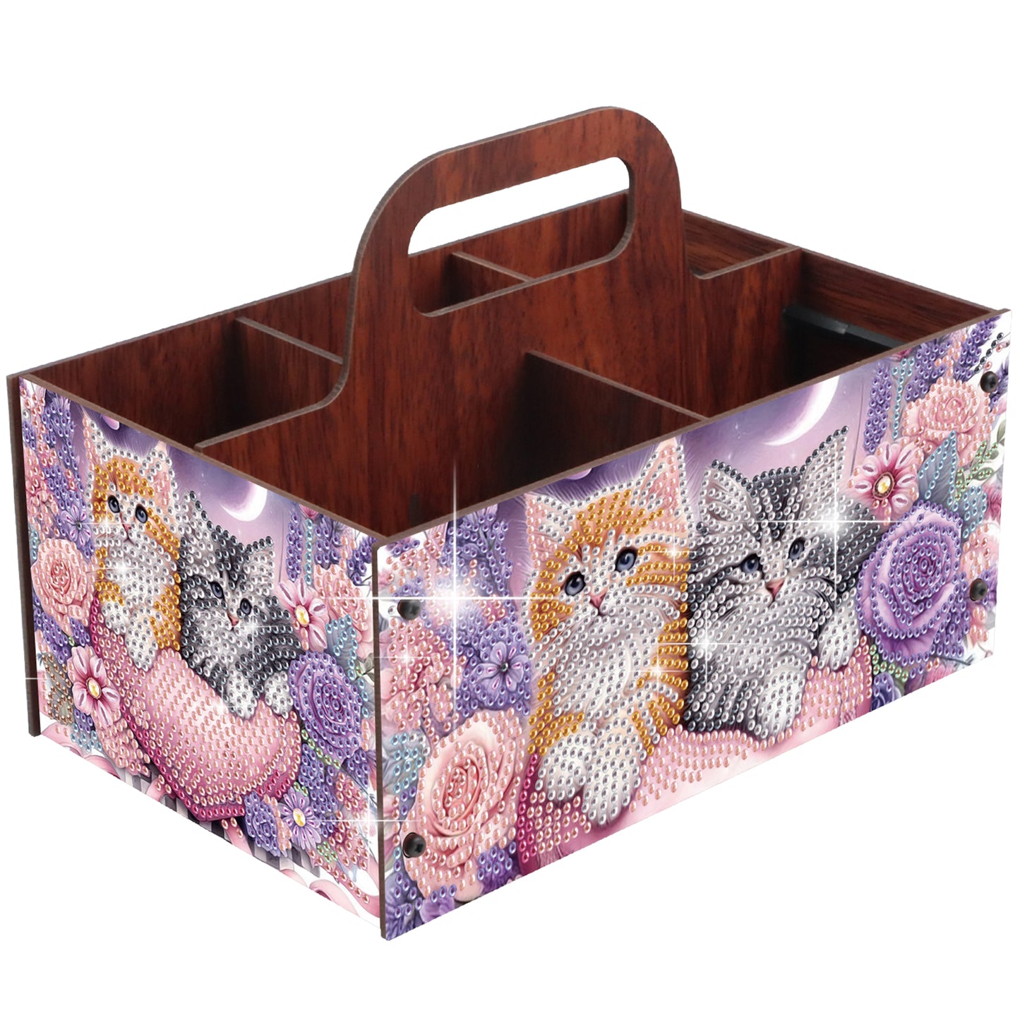 Cat DIY Wooden Diamond Art Painting Storage Box with Handheld Home Decor