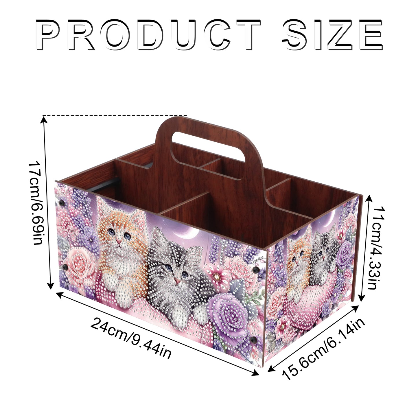 Cat DIY Wooden Diamond Art Painting Storage Box with Handheld Home Decor