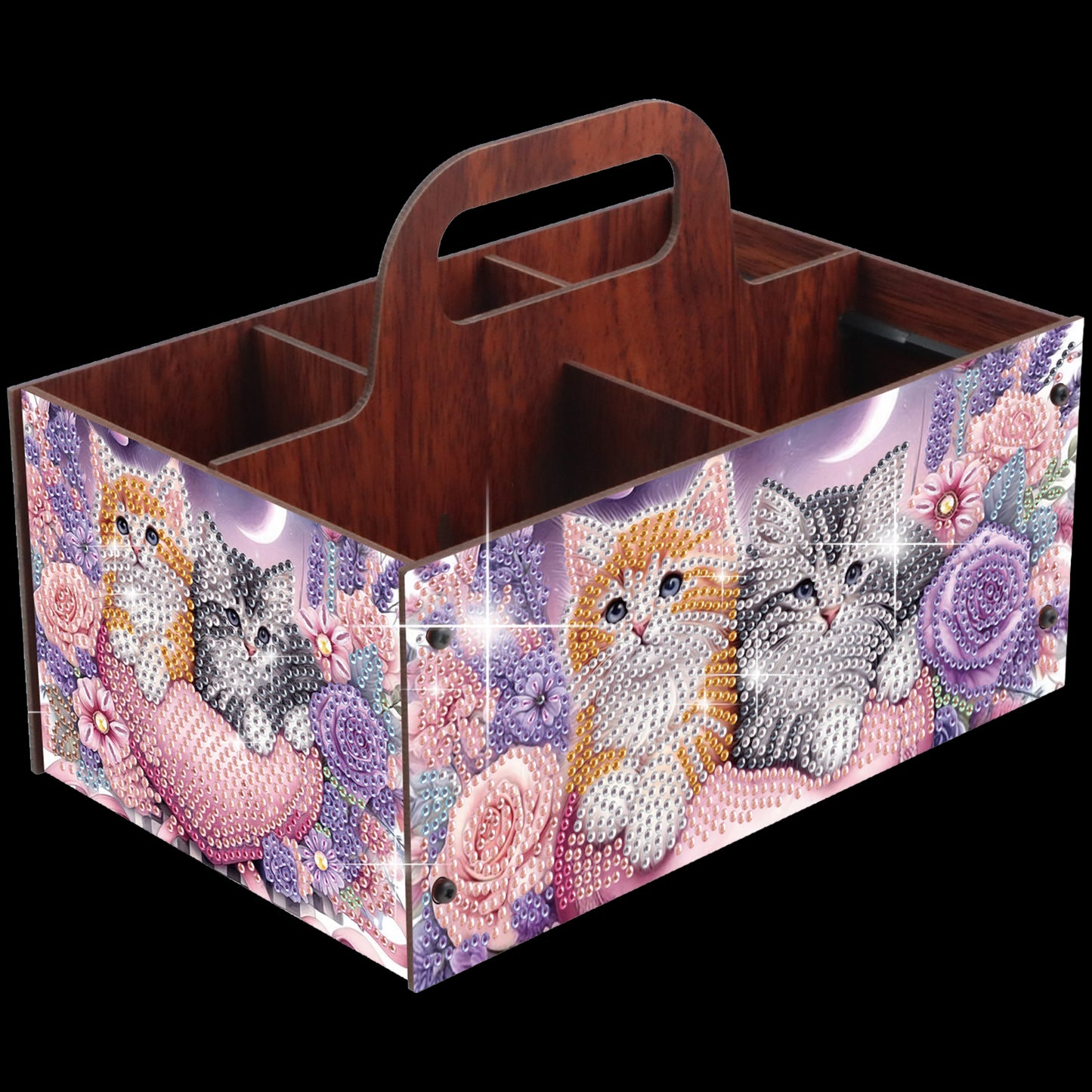 Cat DIY Wooden Diamond Art Painting Storage Box with Handheld Home Decor