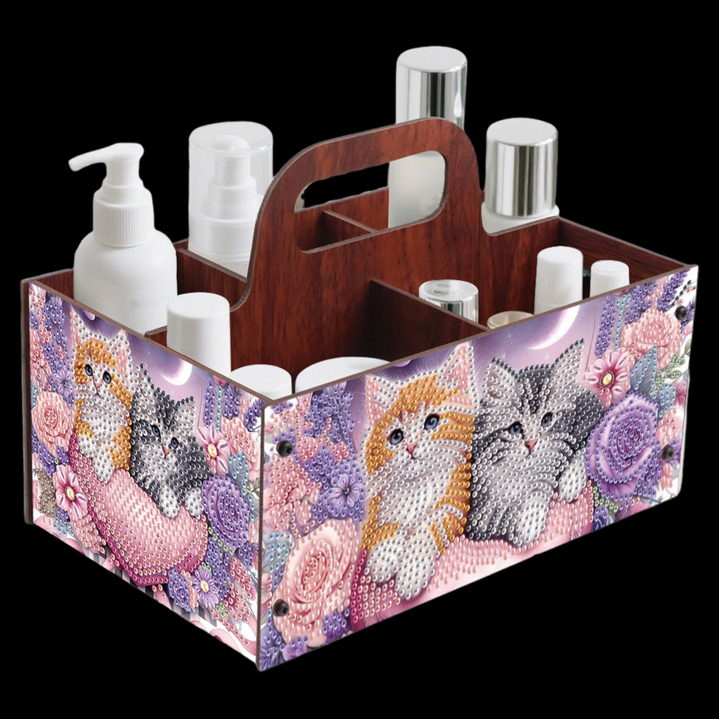 Cat DIY Wooden Diamond Art Painting Storage Box with Handheld Home Decor