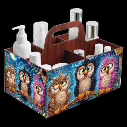 Three Owls DIY Wooden Diamond Art Painting Storage Box with Handheld Home Decor