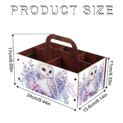 Purple Owl DIY Wooden Diamond Art Painting Storage Box with Handheld Home Decor