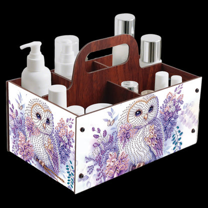 Purple Owl DIY Wooden Diamond Art Painting Storage Box with Handheld Home Decor