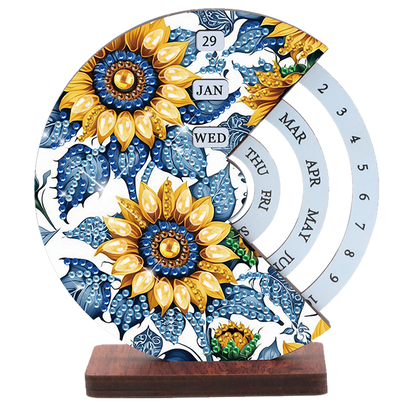 2pcs Ladybug DIY Diamond Art Wooden Round Rotatable Calendar for Home Office