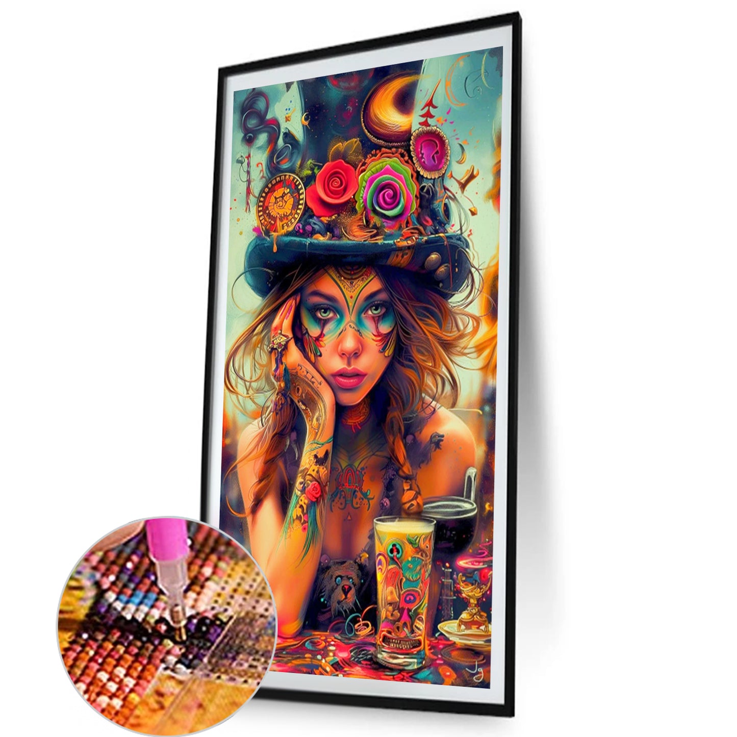 Tattooed Beauty - Partial AB Round Drill Diamond Painting 40*70CM