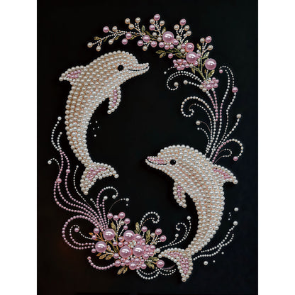 Dolphin - DIY Pearl Gem Art Diamond Painting Kits With Framefor Home Decor -30x40cm