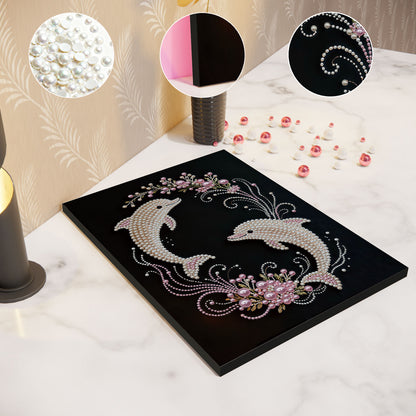 Dolphin - DIY Pearl Gem Art Diamond Painting Kits With Framefor Home Decor -30x40cm