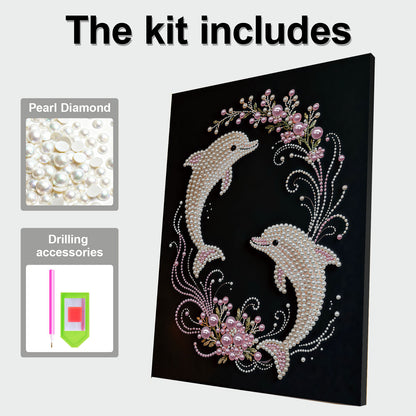 Dolphin - DIY Pearl Gem Art Diamond Painting Kits With Framefor Home Decor -30x40cm