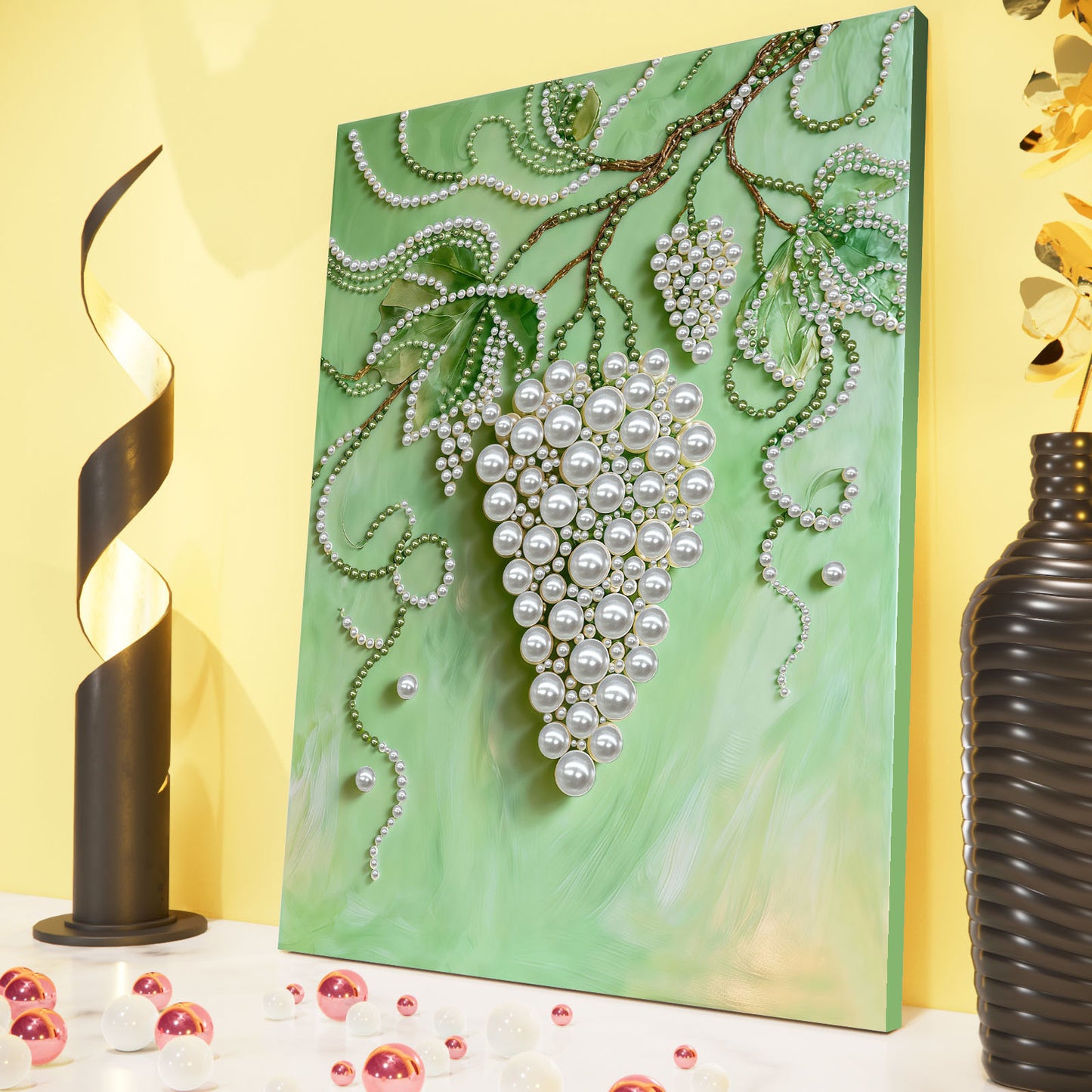 Grapes - DIY Pearl Gem Art Diamond Painting Kits With Framefor Home Decor -30x40cm