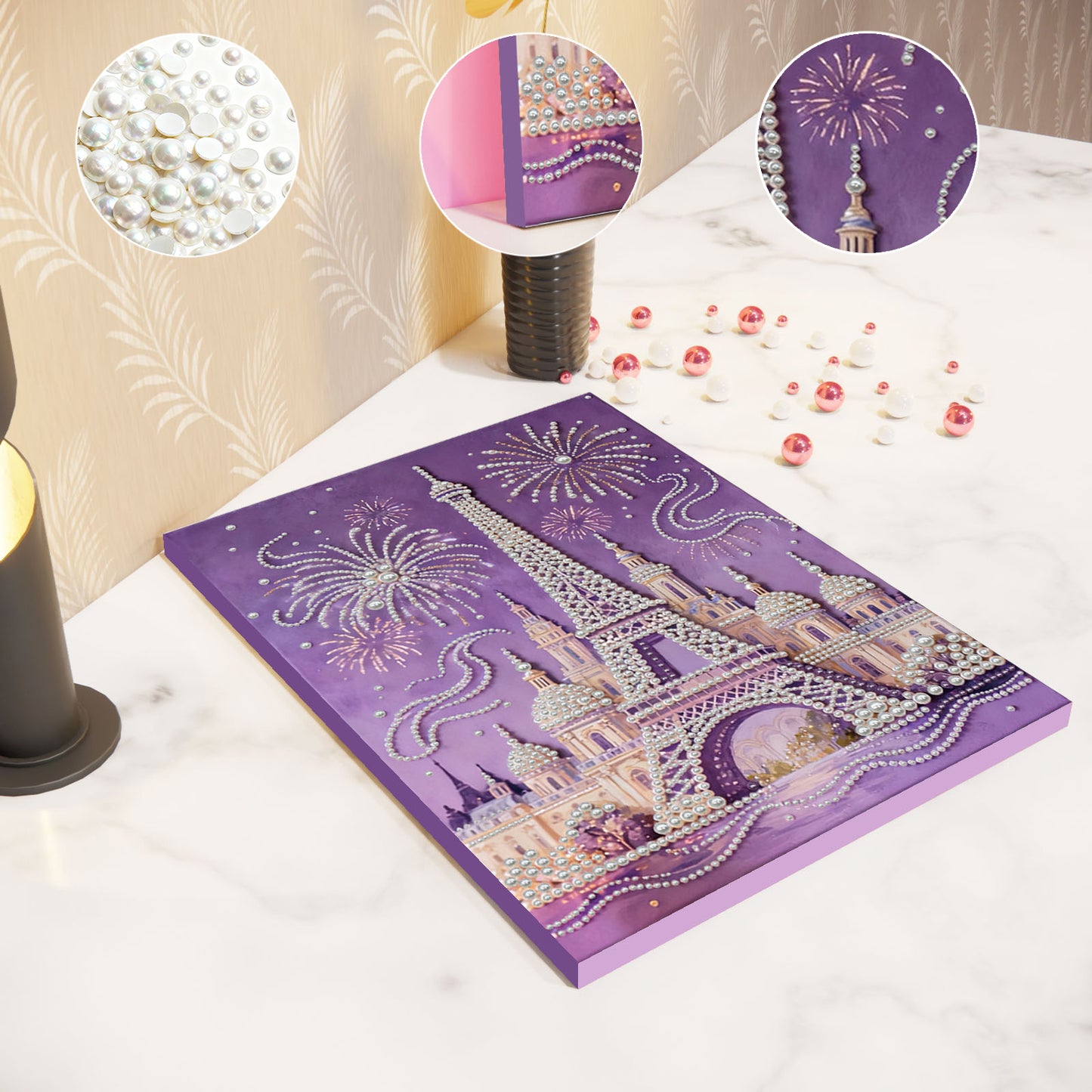 Castle - DIY Pearl Gem Art Diamond Painting Kits With Framefor Home Decor -30x40cm