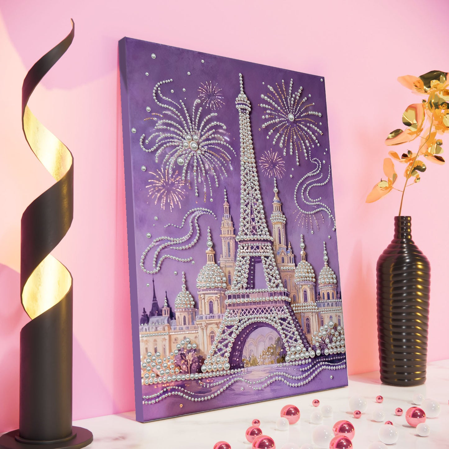 Castle - DIY Pearl Gem Art Diamond Painting Kits With Framefor Home Decor -30x40cm