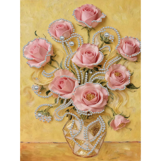 Vase - DIY Pearl Gem Art Diamond Painting Kits With Framefor Home Decor -30x40cm