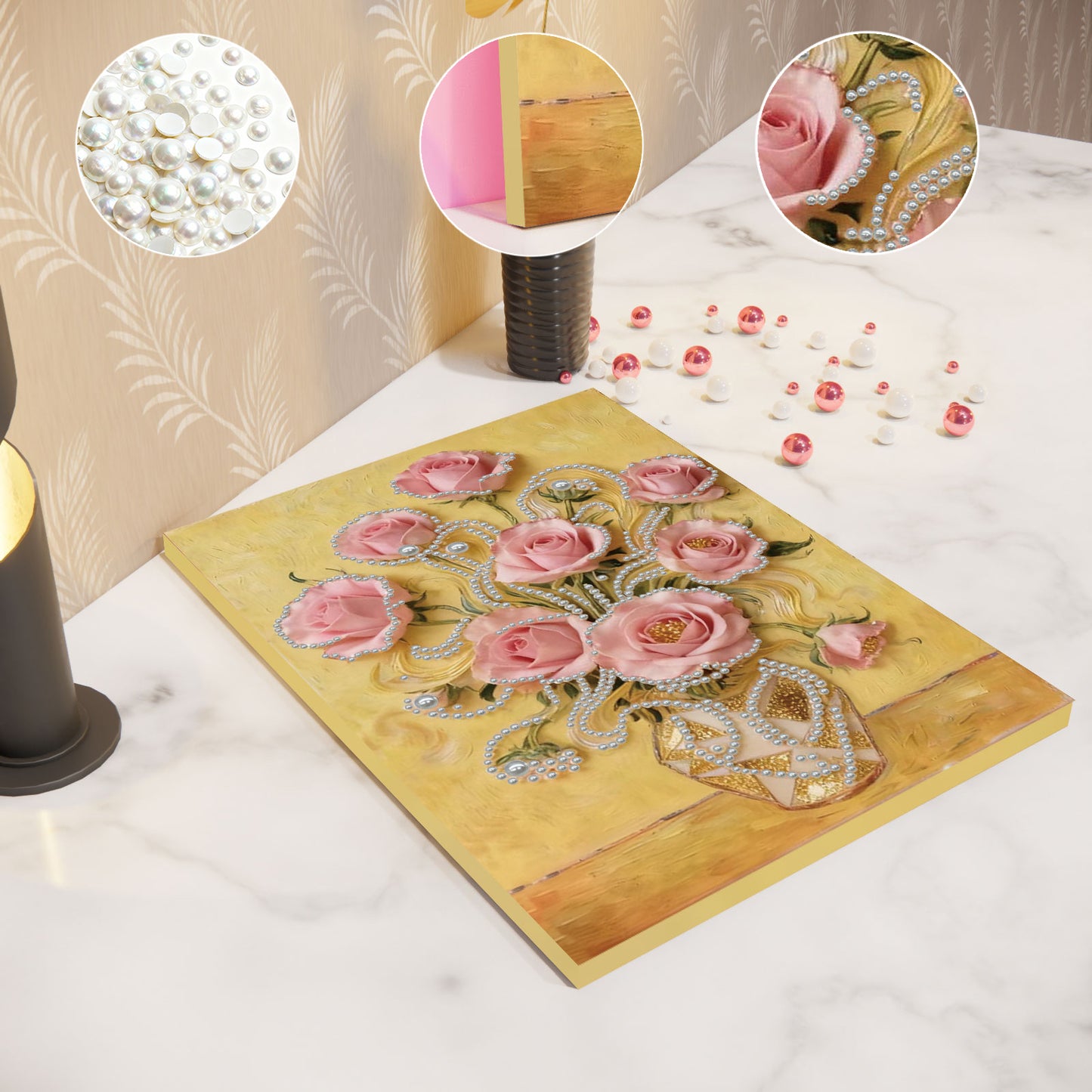 Vase - DIY Pearl Gem Art Diamond Painting Kits With Framefor Home Decor -30x40cm