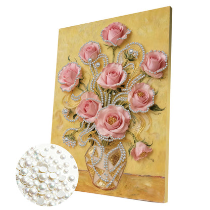 Vase - DIY Pearl Gem Art Diamond Painting Kits With Framefor Home Decor -30x40cm