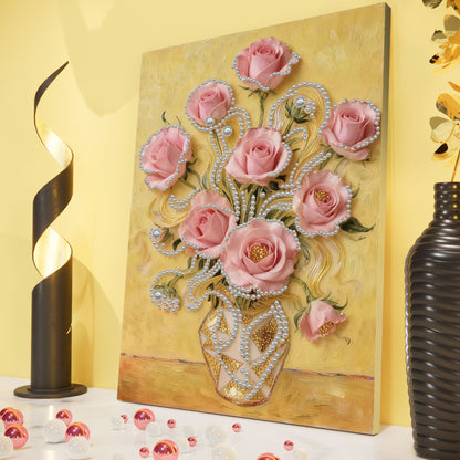 Vase - DIY Pearl Gem Art Diamond Painting Kits With Framefor Home Decor -30x40cm