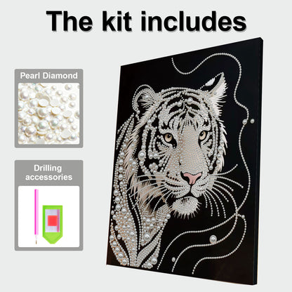 Tiger - DIY Pearl Gem Art Diamond Painting Kits With Framefor Home Decor -30x40cm