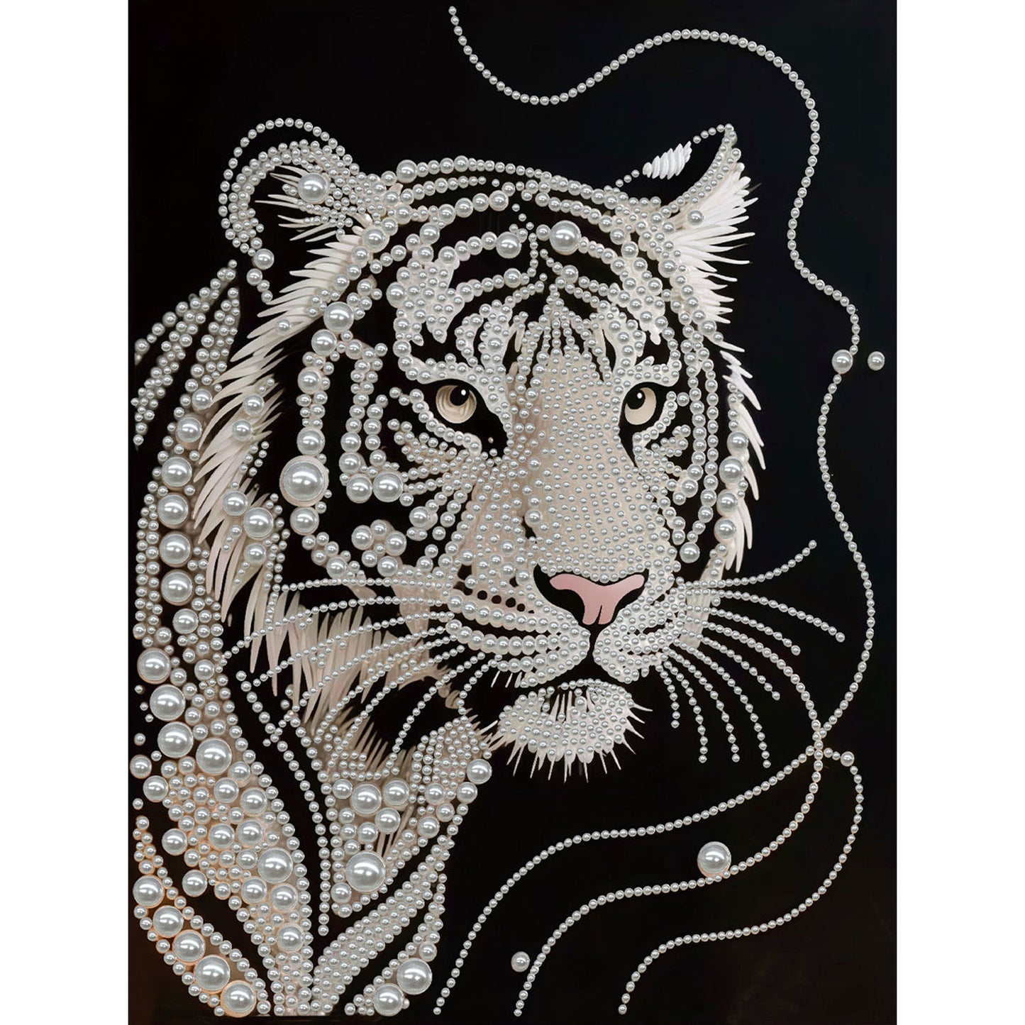 Tiger - DIY Pearl Gem Art Diamond Painting Kits With Framefor Home Decor -30x40cm
