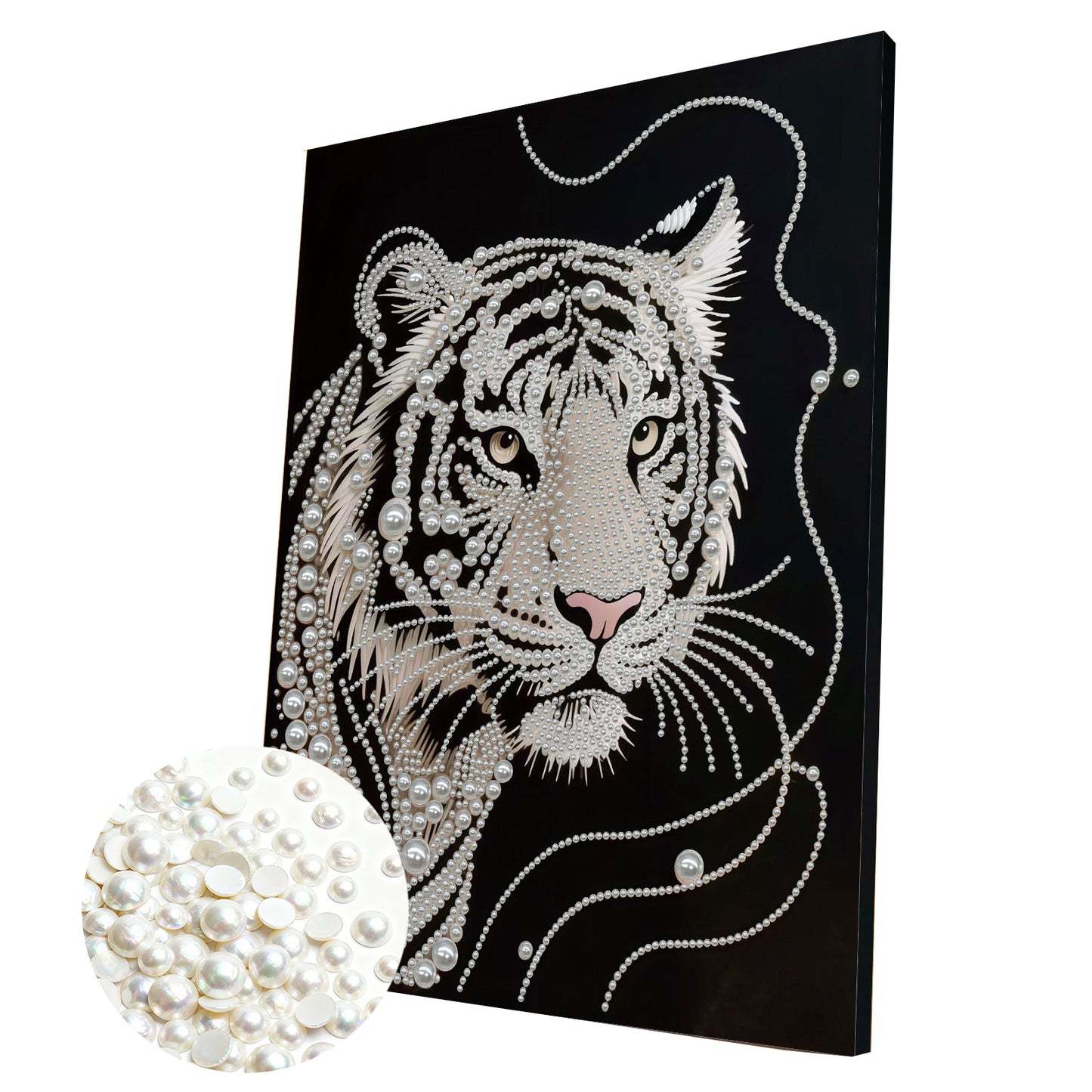 Tiger - DIY Pearl Gem Art Diamond Painting Kits With Framefor Home Decor -30x40cm