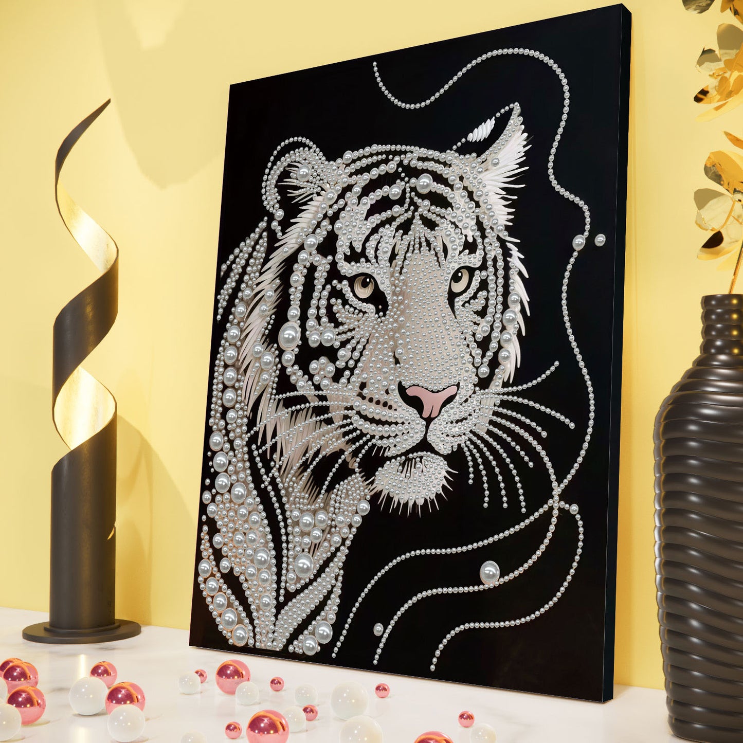 Tiger - DIY Pearl Gem Art Diamond Painting Kits With Framefor Home Decor -30x40cm