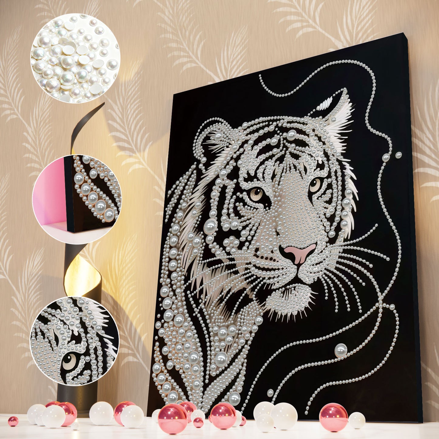 Tiger - DIY Pearl Gem Art Diamond Painting Kits With Framefor Home Decor -30x40cm