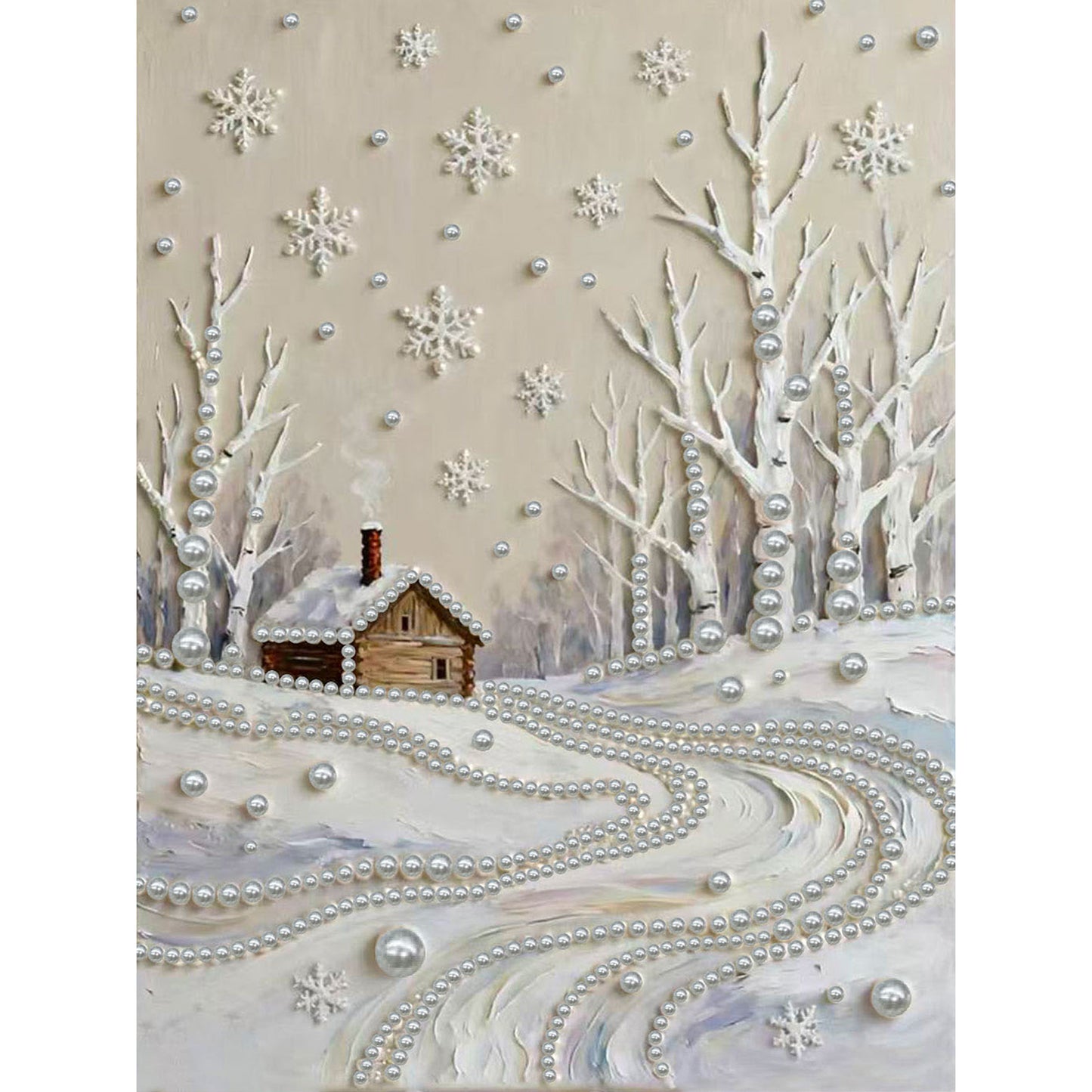 Snowy Field - DIY Pearl Gem Art Diamond Painting Kits With Framefor Home Decor -30x40cm