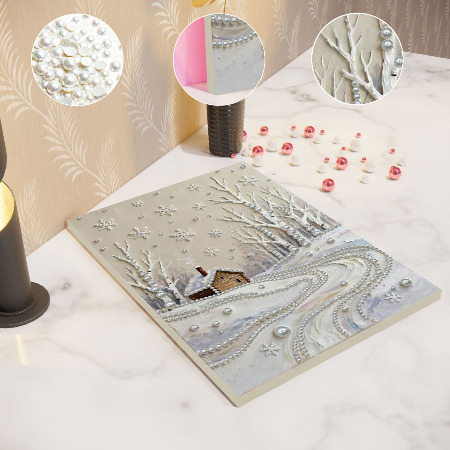 Snowy Field - DIY Pearl Gem Art Diamond Painting Kits With Framefor Home Decor -30x40cm