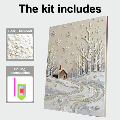 Snowy Field - DIY Pearl Gem Art Diamond Painting Kits With Framefor Home Decor -30x40cm