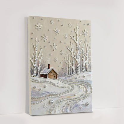Snowy Field - DIY Pearl Gem Art Diamond Painting Kits With Framefor Home Decor -30x40cm