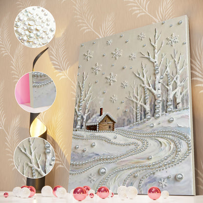 Snowy Field - DIY Pearl Gem Art Diamond Painting Kits With Framefor Home Decor -30x40cm
