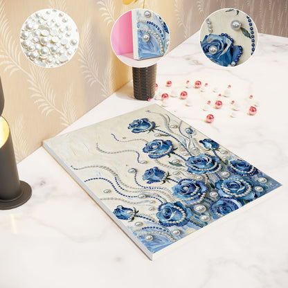 Blue Flower - DIY Pearl Gem Art Diamond Painting Kits With Framefor Home Decor -30x40cm