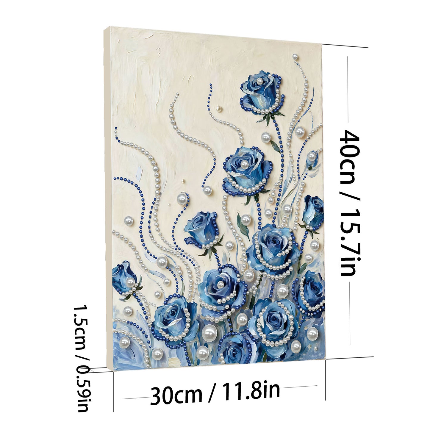 Blue Flower - DIY Pearl Gem Art Diamond Painting Kits With Framefor Home Decor -30x40cm
