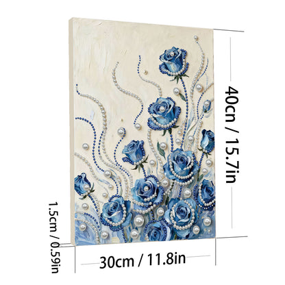 Blue Flower - DIY Pearl Gem Art Diamond Painting Kits With Framefor Home Decor -30x40cm