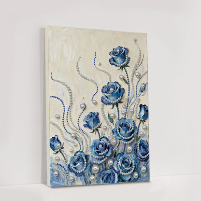 Blue Flower - DIY Pearl Gem Art Diamond Painting Kits With Framefor Home Decor -30x40cm