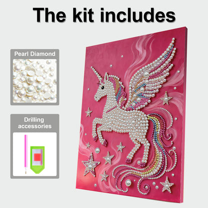 Unicorn - DIY Pearl Gem Art Diamond Painting Kits With Framefor Home Decor -30x40cm