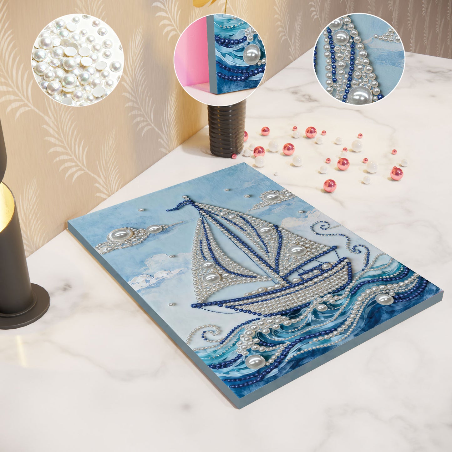 Sailboat - DIY Pearl Gem Art Diamond Painting Kits With Framefor Home Decor -30x40cm