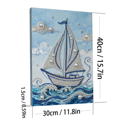 Sailboat - DIY Pearl Gem Art Diamond Painting Kits With Framefor Home Decor -30x40cm