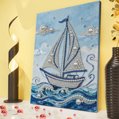 Sailboat - DIY Pearl Gem Art Diamond Painting Kits With Framefor Home Decor -30x40cm