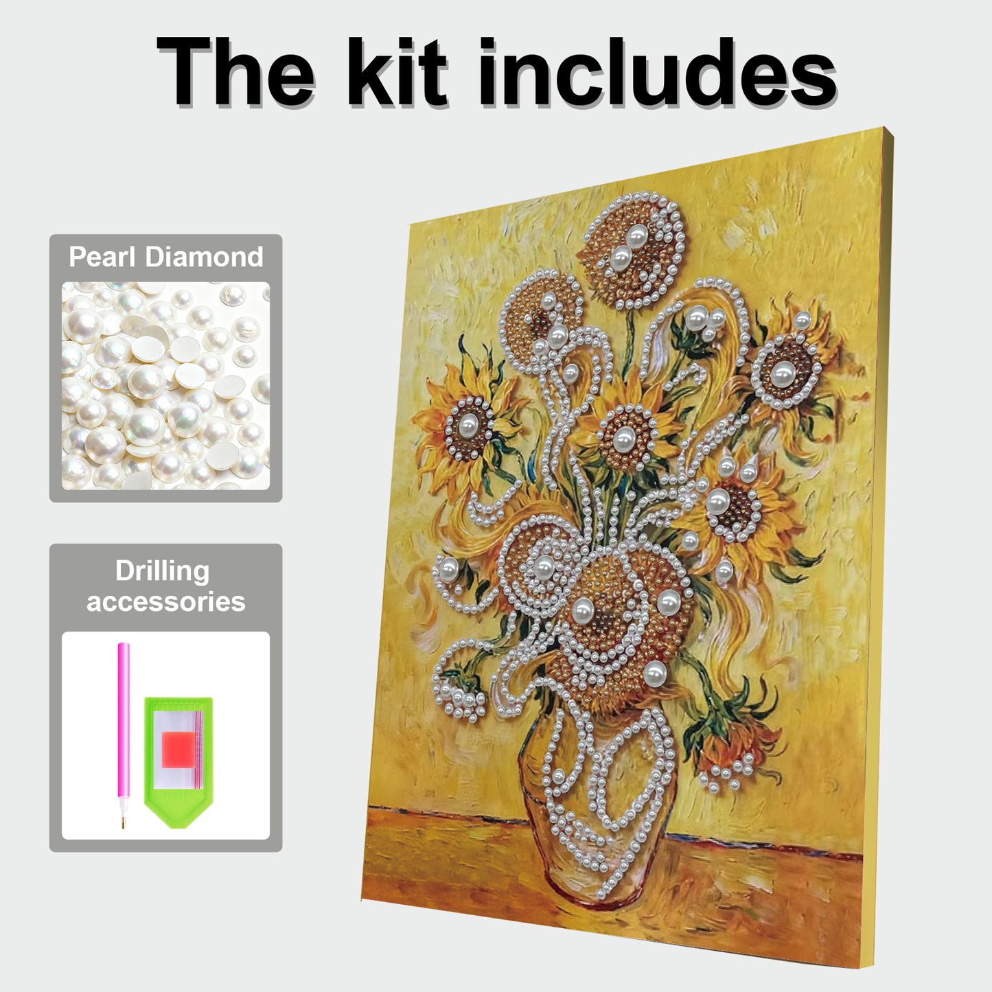 Sunflower - DIY Pearl Gem Art Diamond Painting Kits With Framefor Home Decor -30x40cm