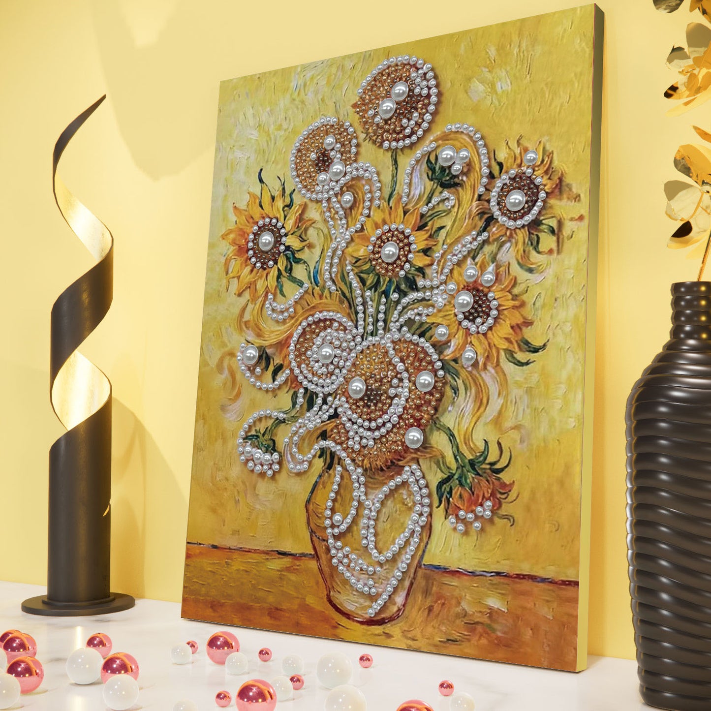 Sunflower - DIY Pearl Gem Art Diamond Painting Kits With Framefor Home Decor -30x40cm