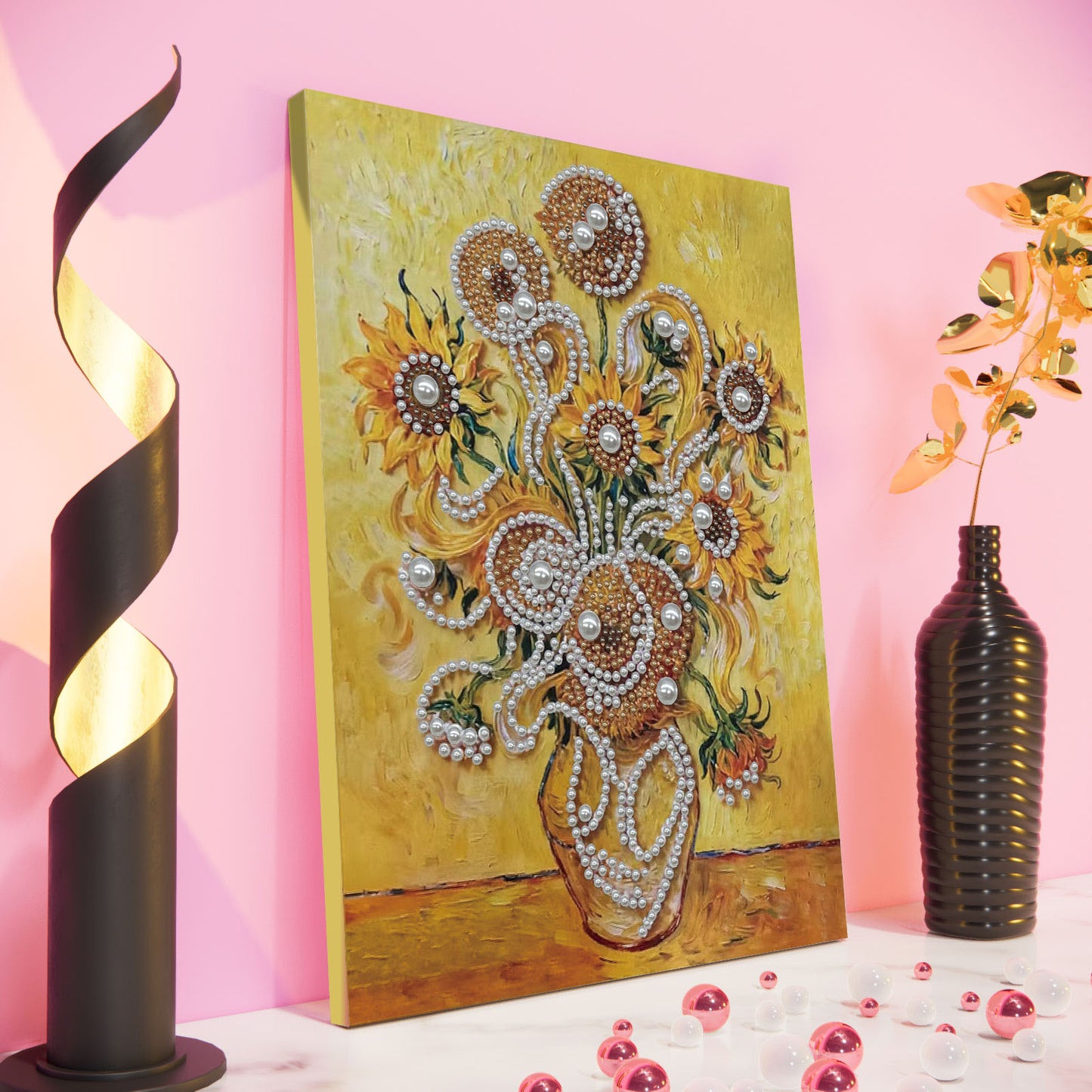Sunflower - DIY Pearl Gem Art Diamond Painting Kits With Framefor Home Decor -30x40cm