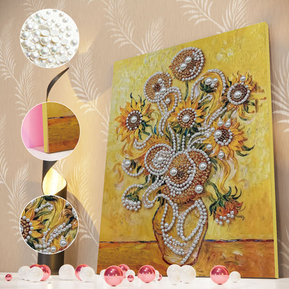 Sunflower - DIY Pearl Gem Art Diamond Painting Kits With Framefor Home Decor -30x40cm