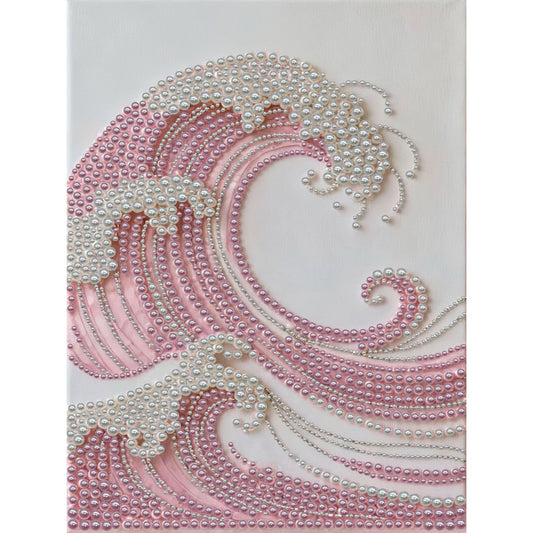 Pink Wave - DIY Pearl Gem Art Diamond Painting Kits With Framefor Home Decor -30x40cm