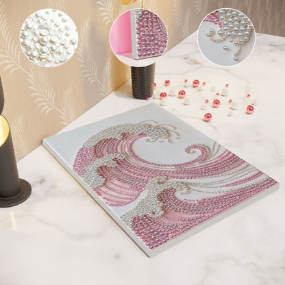 Pink Wave - DIY Pearl Gem Art Diamond Painting Kits With Framefor Home Decor -30x40cm