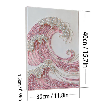 Pink Wave - DIY Pearl Gem Art Diamond Painting Kits With Framefor Home Decor -30x40cm