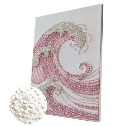 Pink Wave - DIY Pearl Gem Art Diamond Painting Kits With Framefor Home Decor -30x40cm