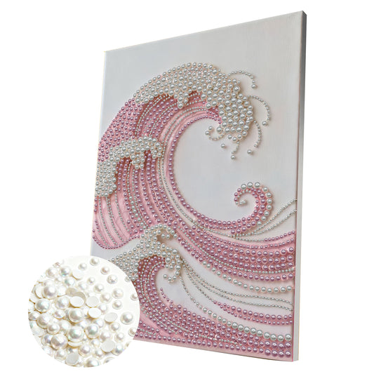 Pink Wave - DIY Pearl Gem Art Diamond Painting Kits With Framefor Home Decor -30x40cm